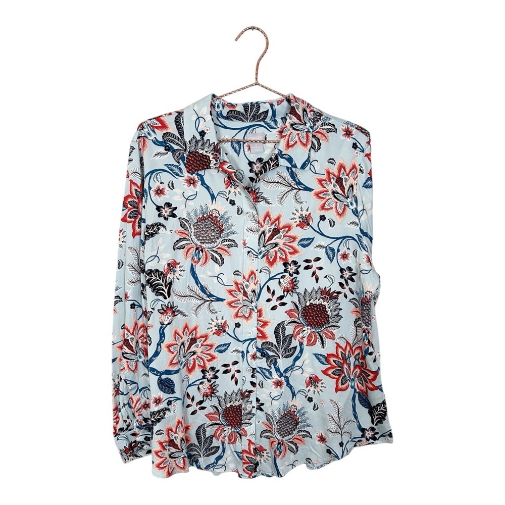Chico's Floral Button-Down Silky Modal Shirt